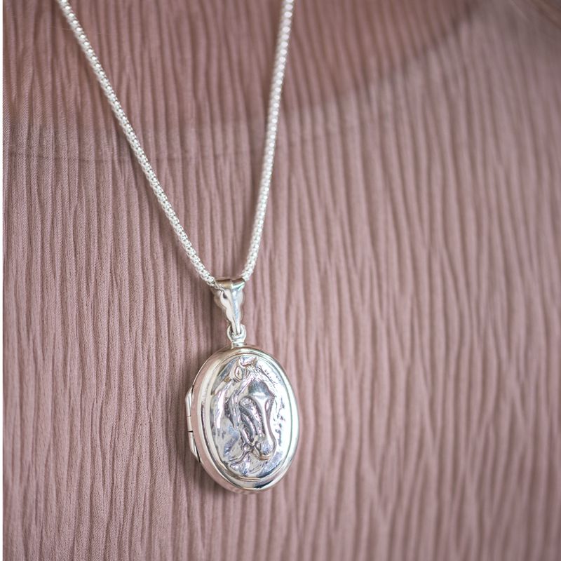 Sterling Silver Oval Horse Locket